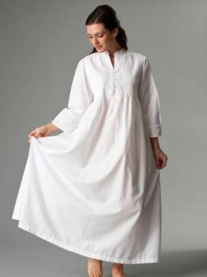 Brushed cotton long sleeve nightgown